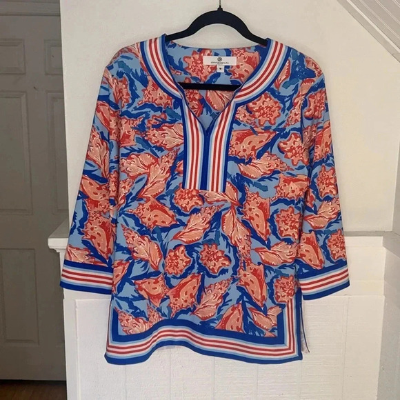 Jean-Pierre Klifa Paris 3/4 Sleeve Colorful Pattern Blouse size Medium - Picture 3 of 10